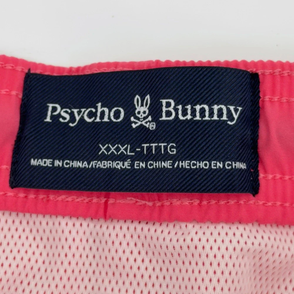 Psycho Bunny‎ Mens Swim Trunks Pink Embroidered Logo Mesh Lined 3XL